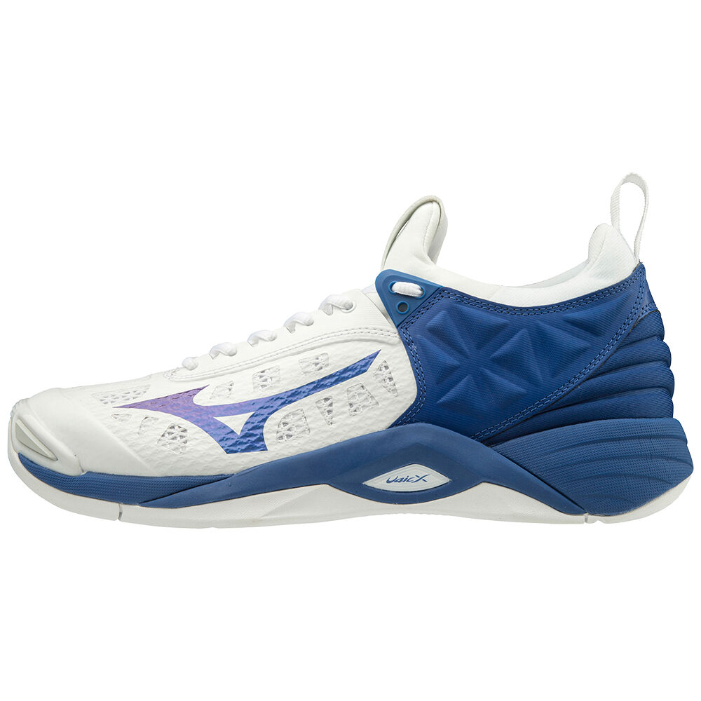 Zapatillas Voleibol Mizuno WAVE MOMENTUM Hombre Blancas/Azules Baratas GXIA-95038